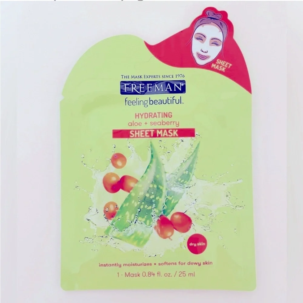 New $5ea OR 5/$18 FREEMANS Hydrating Aloe and Seaberry Face Mask